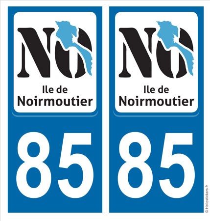 sticker plaque NO Ile de Noirmoutier 85 Autocollant immatriculation adhésif  - ref 240918 - Stickers Autocollants personnalisés