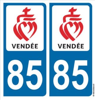 autocollant adhésif sticker Vendée département 85 blason pour plaque immatriculation