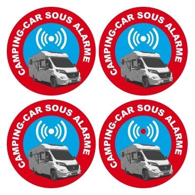 Stickers alarme camping car lot de 4 autocollants alarme camping