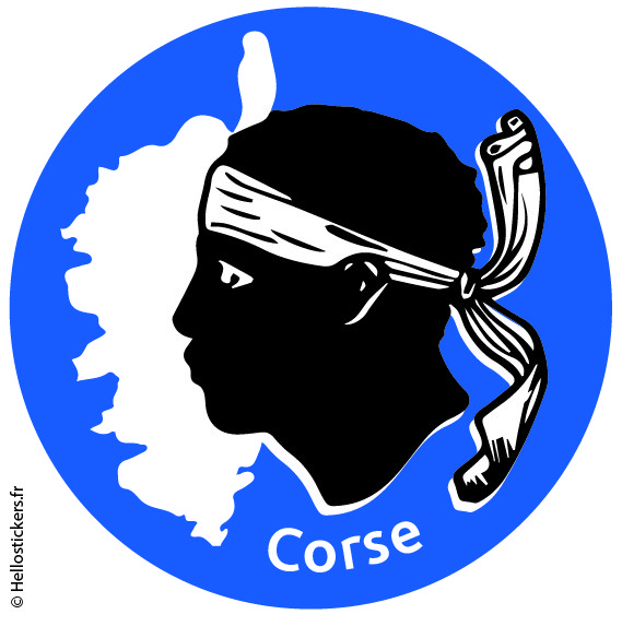 sticker autocollant Corse carte emblème tête de Maure