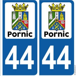 Ville Pornic département Loire Atlantique 44 adhésifs stickers pour plaque immatriculation voitures autos autocollants