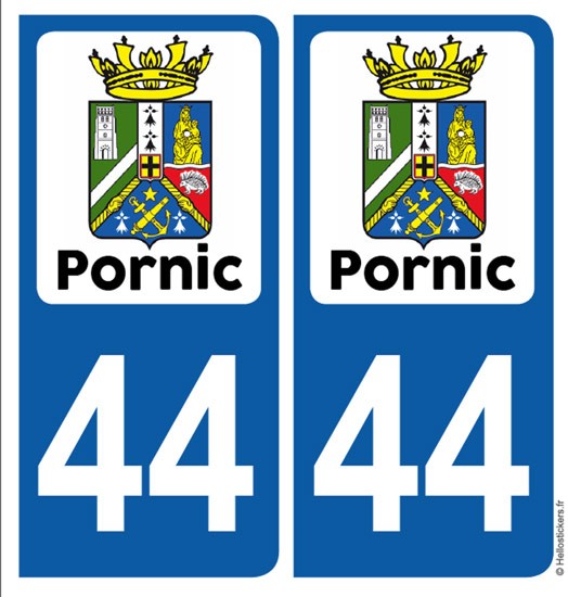 Ville Pornic département Loire Atlantique 44 adhésifs stickers pour plaque immatriculation voitures autos autocollants