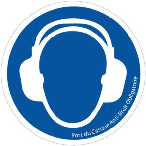 Signalétique entreprise Port du Casque Anti-Bruit Obligatoire sécurité Sticker Autocollant
