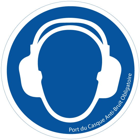 Signalétique entreprise Port du Casque Anti-Bruit Obligatoire sécurité Sticker Autocollant