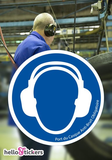 Sticker port du casque anti-bruit obligatoire autocollant sécurité - ref 28122018 – Image 2