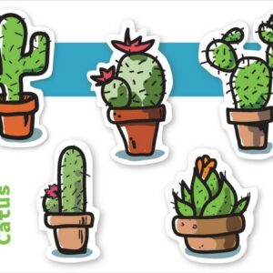 31122018b stickers décoratifs cactus assortiments de cactus illustration dessin