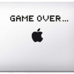 sticker autocollant mac ou pc ordinateur portable Game Over noir ou blanc