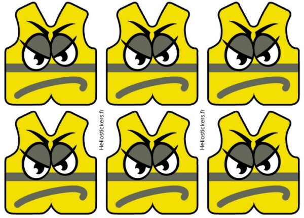 Gilets jaunes en colère stickers autocollants humour gilets jaunes autocollants en planche