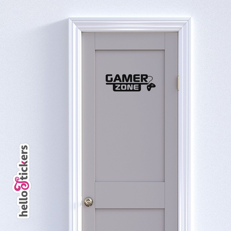 Sticker autocollant Gamer Zone, 100% Gamer - adhésif pour portes