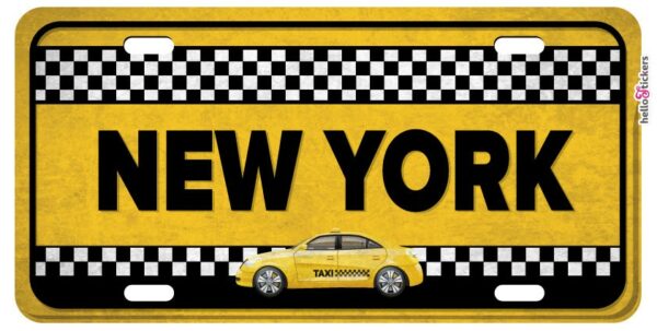 sticker plaque taxi new-york autocollant adhesif pour décoration maison