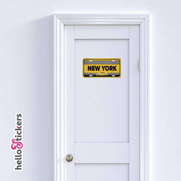 sticker plaque taxi new-york autocollant adhesif pour décoration maison portes murs