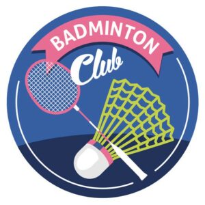 Sticker autocollant badminton club rond avec raquette et volant pour club de badminton ou particulier