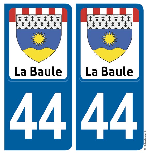 sticker autocollant immatriculation La Baule 44 plaque département Guérande