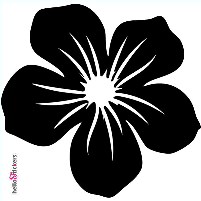 010619 autocollant sticker fleur tribal hawai noir