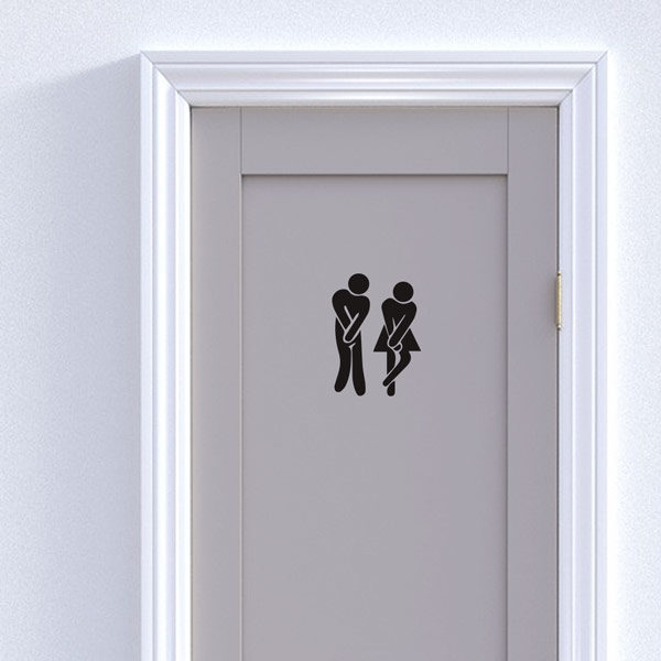 sticker autocollant toilettes porte original humour personnages