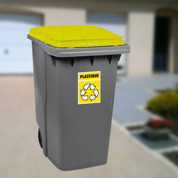 250719 sticker autocollant symbole tri sélectif plastique pour poubelles grises