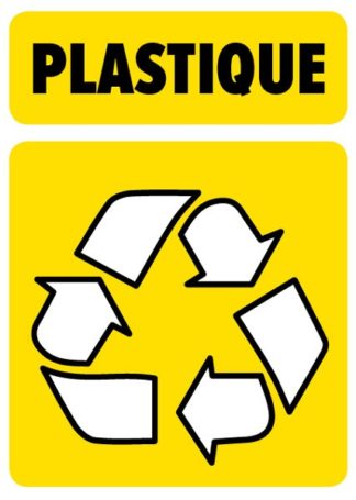 sticker autocollant symbole tri sélectif plastique pour poubelles