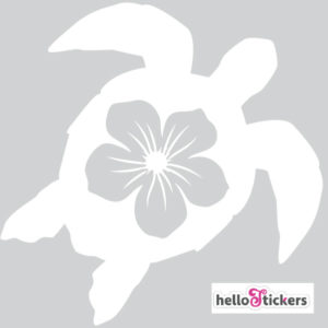 270719 sticker autocollant tortue marine et fleur hawaïenne