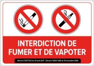 sticker autocollant défense de fumer ou de vapoter avec décret
