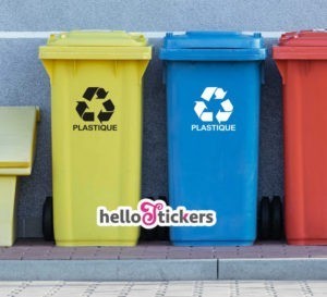autocollant tri sélectif picto recyclage plastique pour poubelle noir blanc