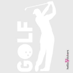 stickers autocollant golf golfeur pour voiture ordinateur pc mac blanc