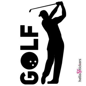 stickers autocollant golf golfeur pour voiture ordinateur pc mac noir