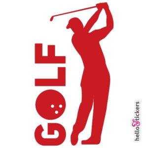 stickers autocollant golf golfeur pour voiture ordinateur pc mac rouge