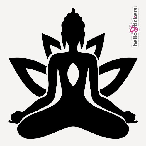 stickers-autocollant-bouddha-zen-avec-fleur-de-lotus-noir