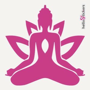 autocollant-bouddha-zen-avec-fleur-de-lotus-rose-violet