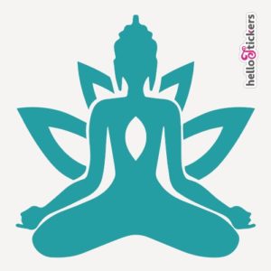 stickers-autocollant-bouddha-zen-avec-fleur-de-lotus-turquoise