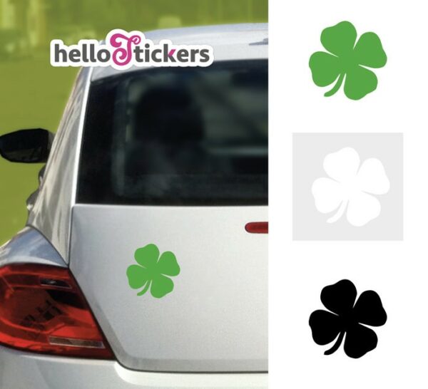 sticker_autocollant_treffle-a-4-feuilles_chance vert noir blanc