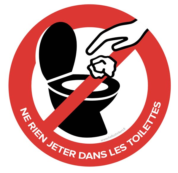 stickers autocollants ne rien jeter dans les toilettes, ne rien jeter dans les wc autre que le papier toilette