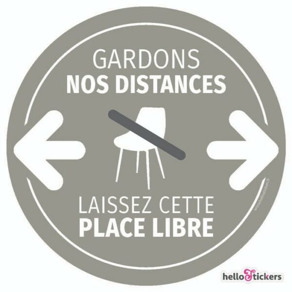 Sticker adhésif autocollant Laissez cette place libre, gardons nos distances geste barrière