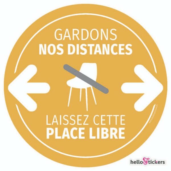 Sticker adhésif autocollant Laissez cette place libre, gardons nos distances geste barrière