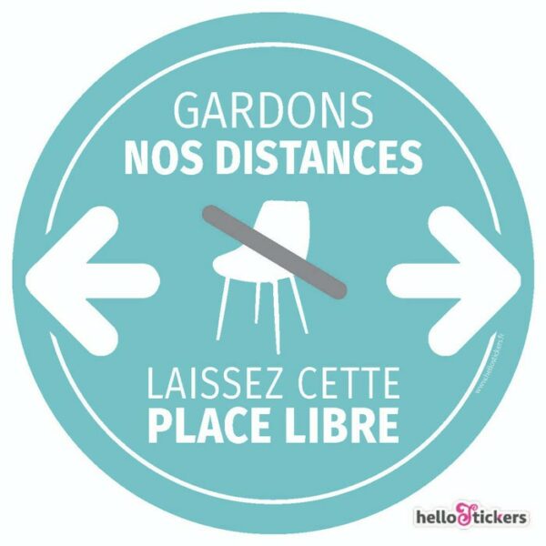 Sticker adhésif Laissez cette place libre, Laisser ce siège libre gardons nos distances geste barrière autocollant