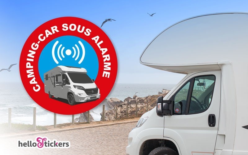 Stickers alarme camping car lot de 4 autocollants alarme camping