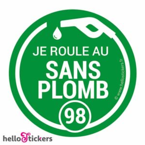 sticker autocollant je roule au sans plomb 98 pour réservoir de voiture