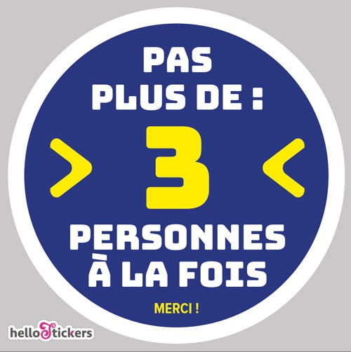 Sticker autocollant pas plus de 3 personnes à la fois - ref 250921