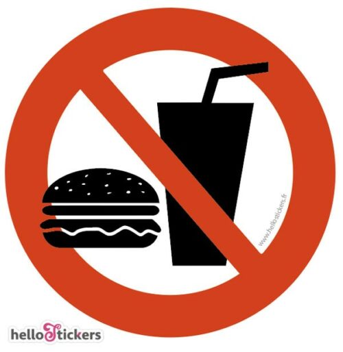 sticker autocollant interdiction ne pas manger, boisson interdite ici- 060921