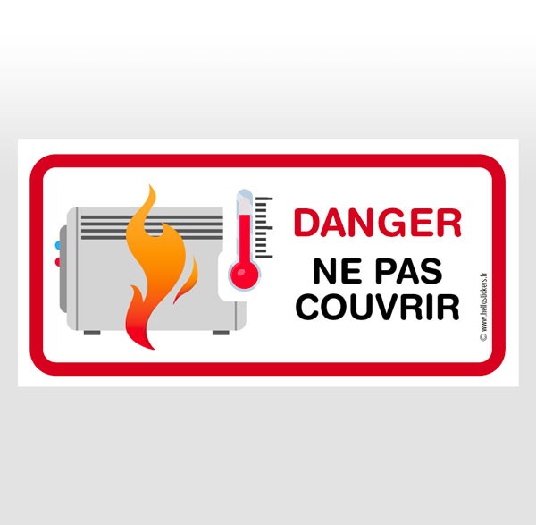 sticker autocollant ne pas couvrir radiateur danger - Ref 021121