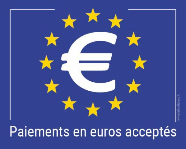 sticker paiements en euros acceptés autocollant sur l'euro symbole