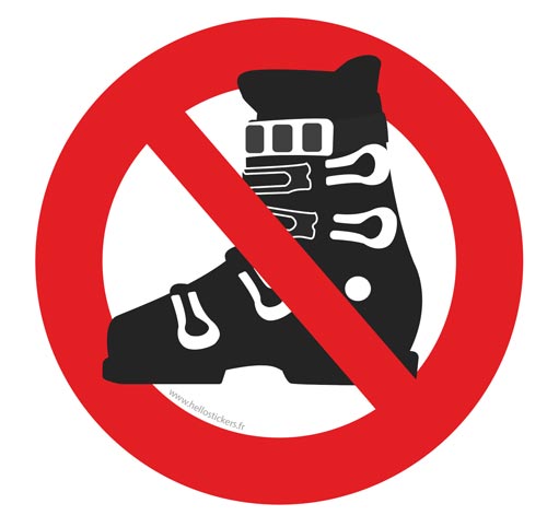 interdit aux chaussures de ski sticker autocollant panneau