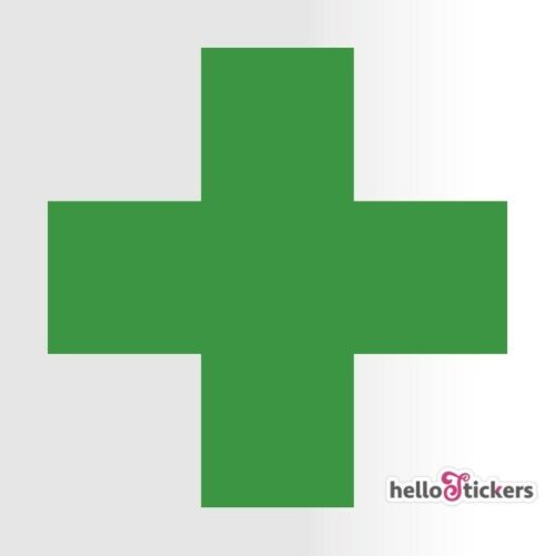 sticker croix verte symbole_boite a pharmacie autocollant