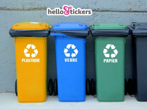 Autocollants Pour Poubelles De Recyclage - 10 étiquettes 150x100 Mm (version Allemande) - Général Et Recyclage Mixte