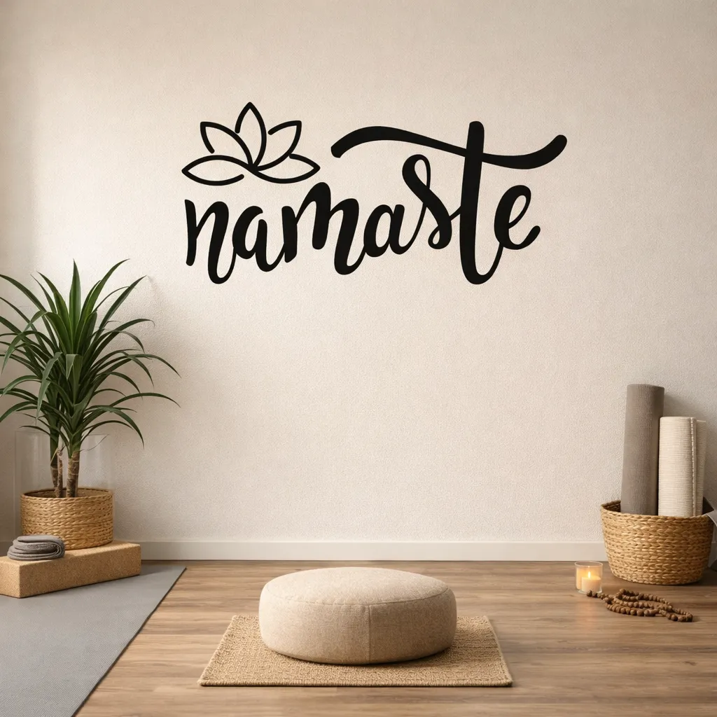 sticker autocollant namaste chakra du cœur salon