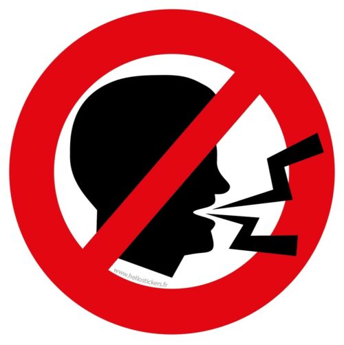 sticker ne pas faire de bruit autocollant chut silence 300122