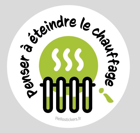 Sticker penser à éteindre le chauffage économie énergie