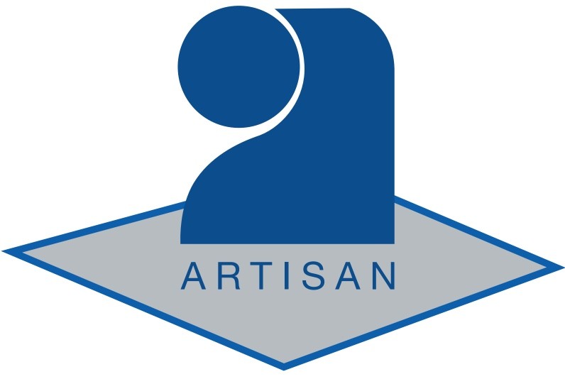 Sticker logo artisan bleu pour la signalétique de votre entreprise, de votre boutique ou de votre magasin.