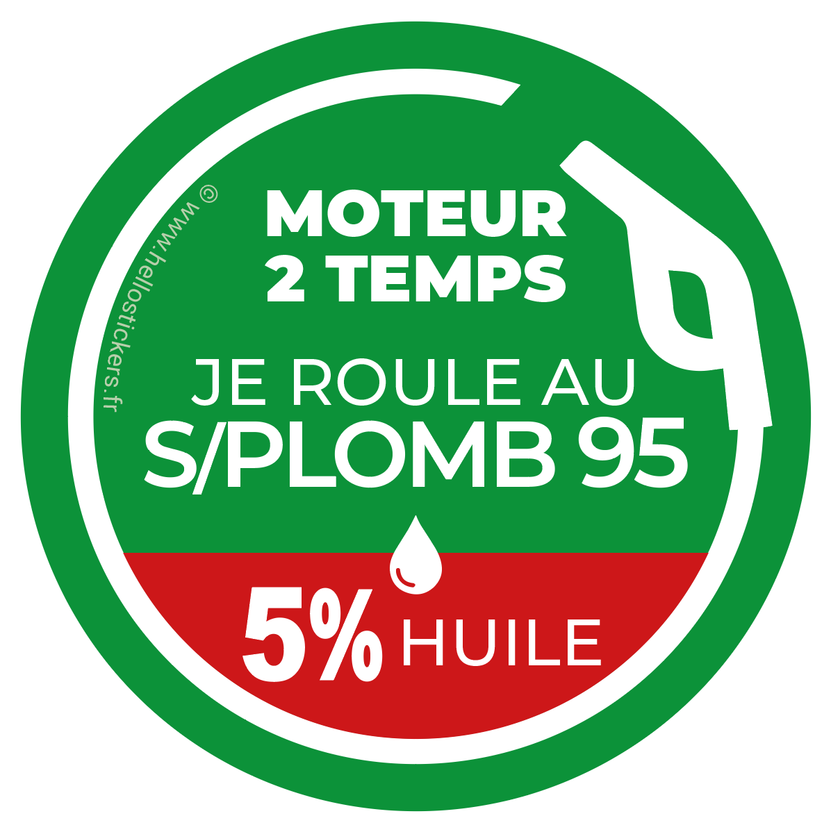 Sans plomb 95 - mélange 5% huile - moteur 2 temps - sticker/autocollant  111123e - Stickers Autocollants personnalisés