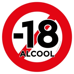 autocollant interdit moins de 18 ans alcool vinyle